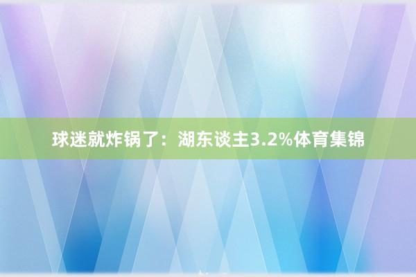 球迷就炸锅了：湖东谈主3.2%体育集锦